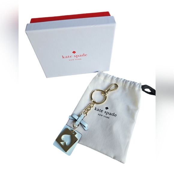 NWOT Kate Spade Grace Blue & Silver Cut Out Spade Live Colorfully Keychain Fob - Picture 3 of 7
